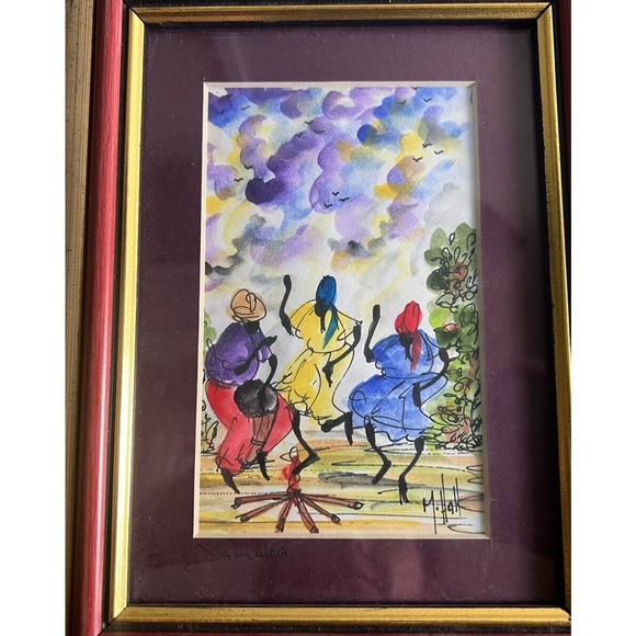 Jamaican Women Working Water Color Paintings- WallArt - By M.Hall Matted&framed - Picture 4 of 12